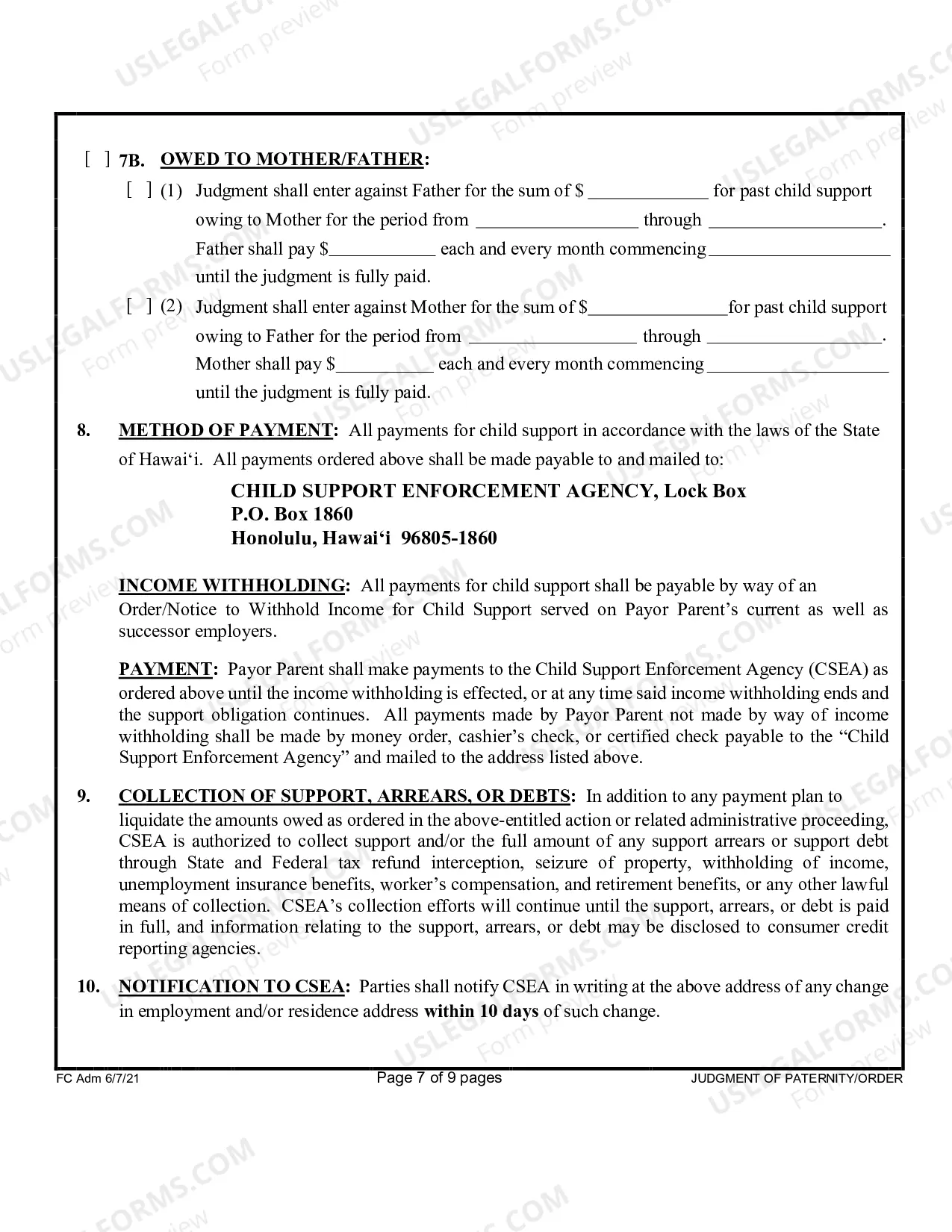 Preview Judgment of Paternity Order - First Circuit