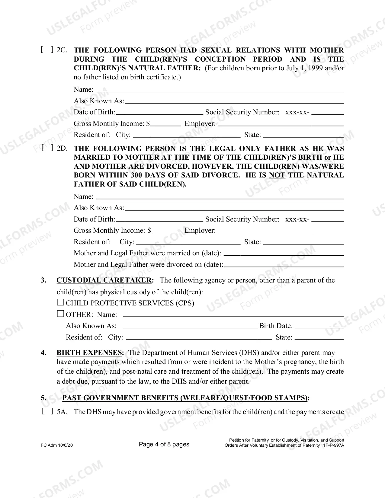 Preview Petition for Paternity or for Custody, Visitation, and Support Orders after Voluntary Establishment of Paternity - First Circuit