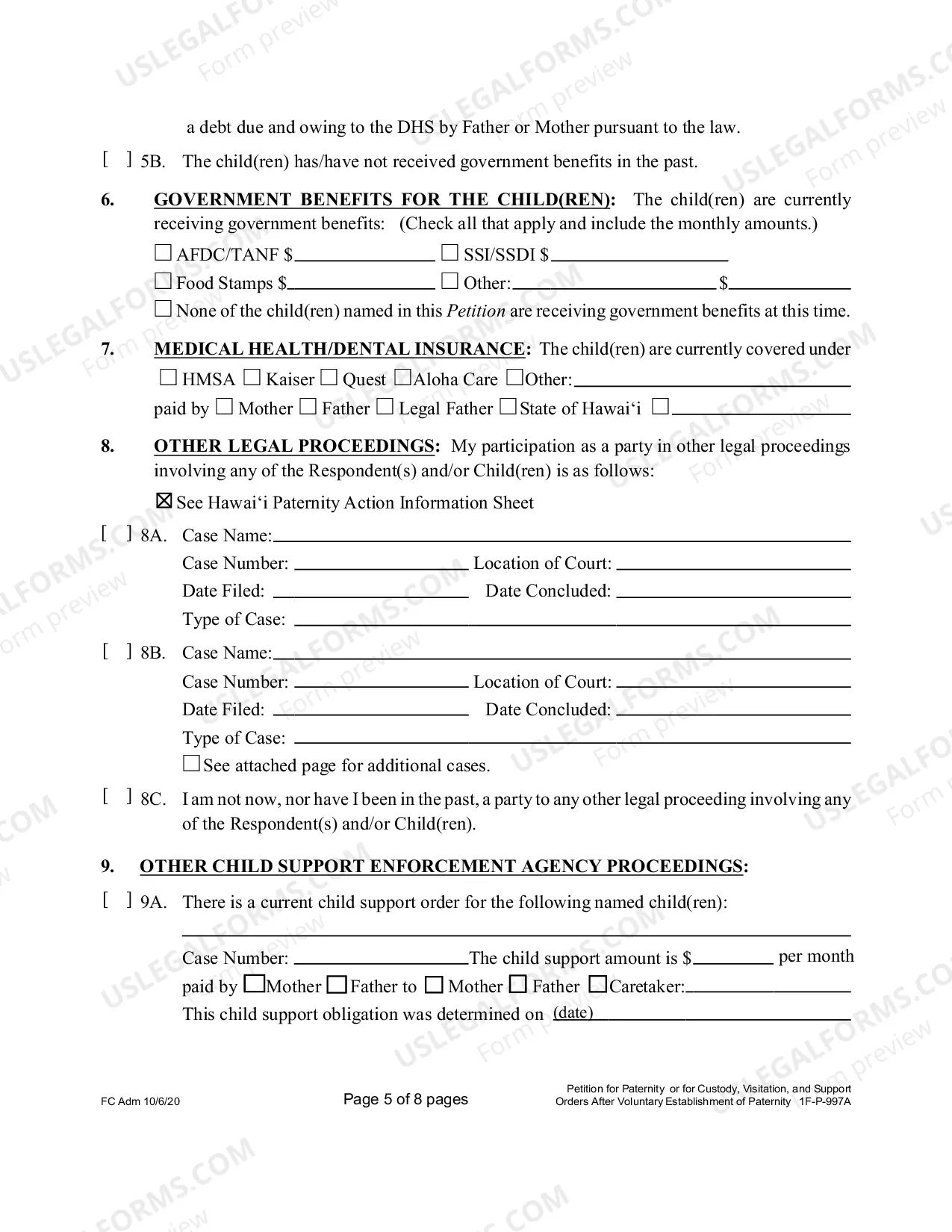 Preview Petition for Paternity or for Custody, Visitation, and Support Orders after Voluntary Establishment of Paternity - First Circuit