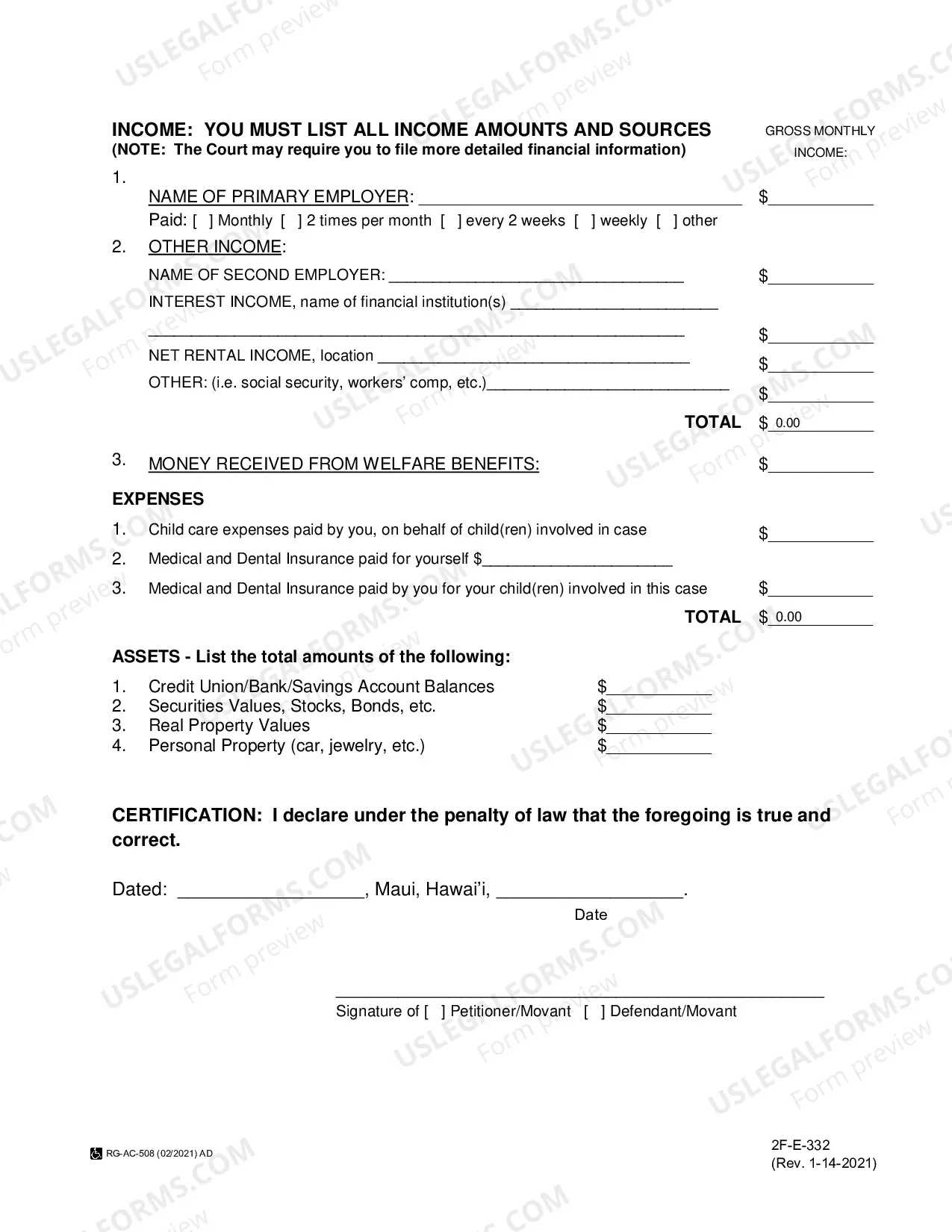 Preview Paternity Financial Sheet - Second Circuit