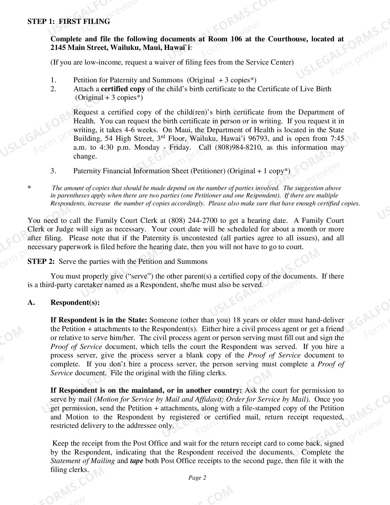 Preview Instructions for Uncontested Paternity without a Hearing - Second Circuit
