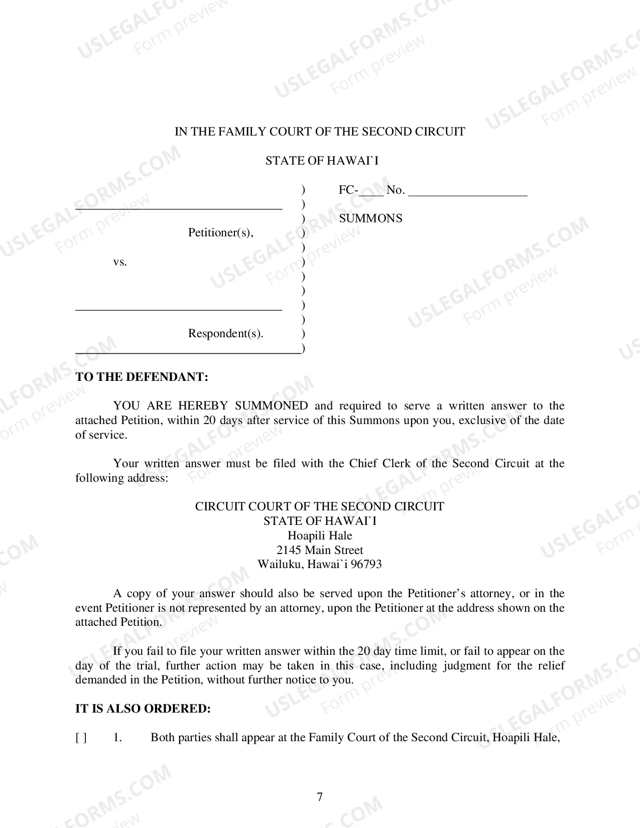 Preview Petition for Paternity and Summons - Second Circuit