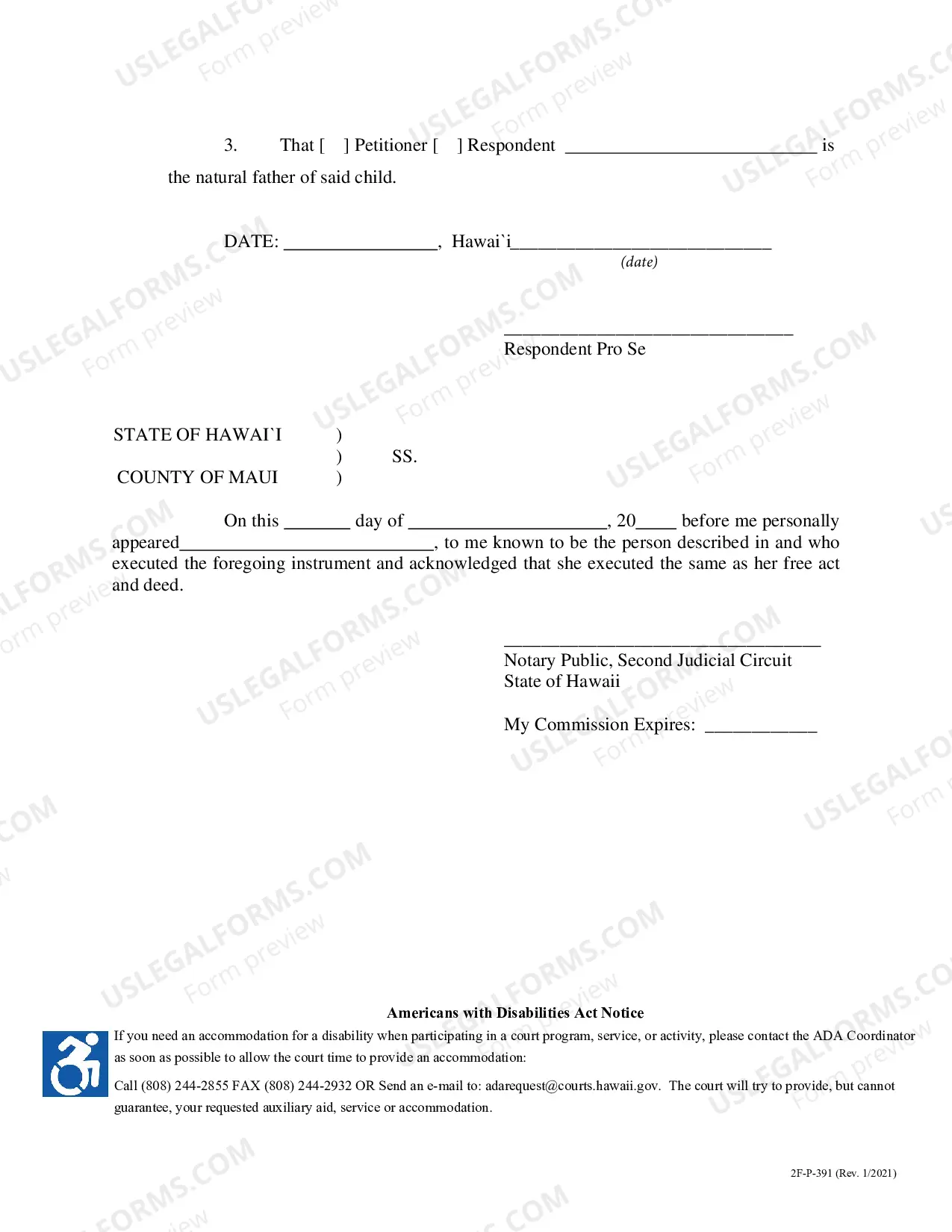 Preview Ackowledgment of Maternity and Paternity - Second Circuit