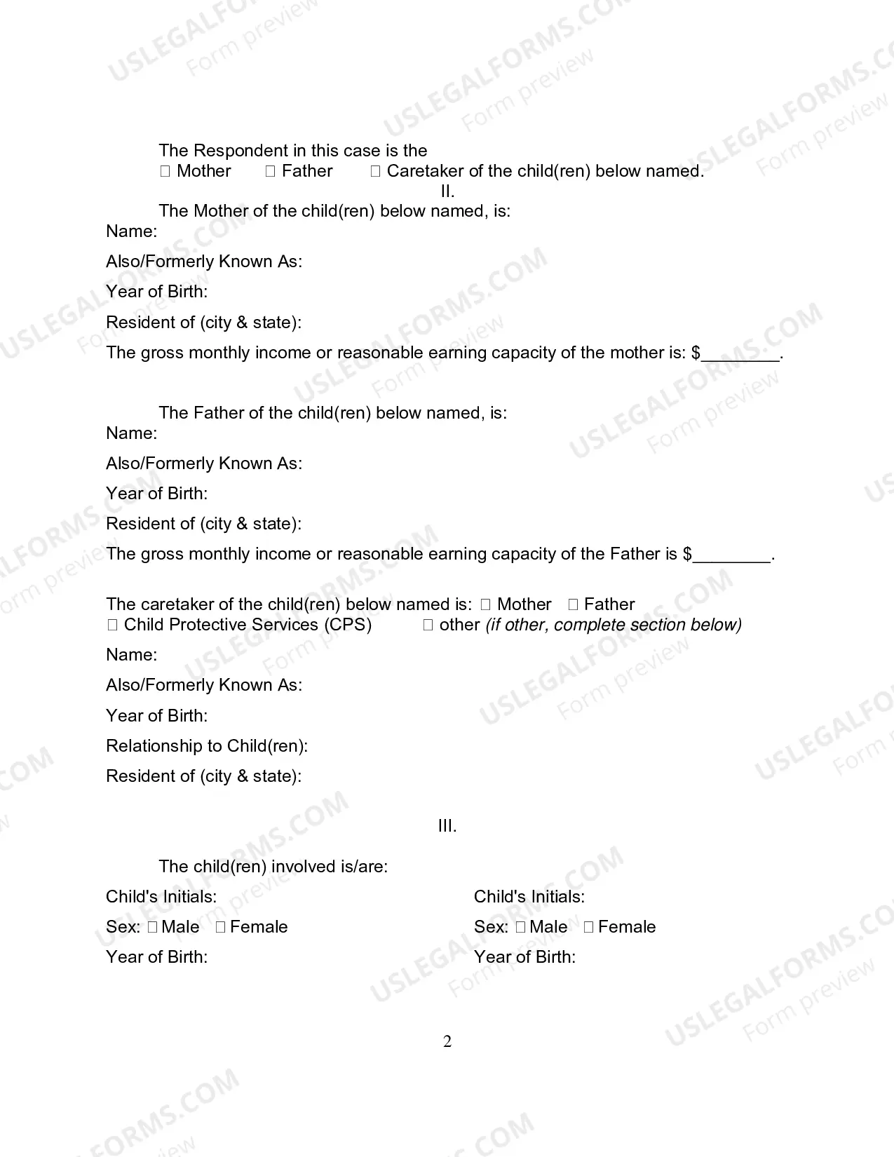 Preview Petition for Custody, Visitation, Support Orders after Voluntary Establishment of Paternity - Second Circuit