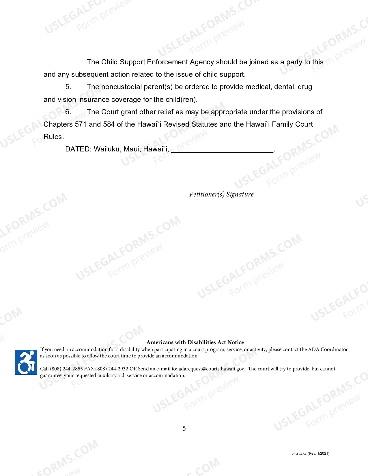 Preview Petition for Custody, Visitation, Support Orders after Voluntary Establishment of Paternity - Second Circuit