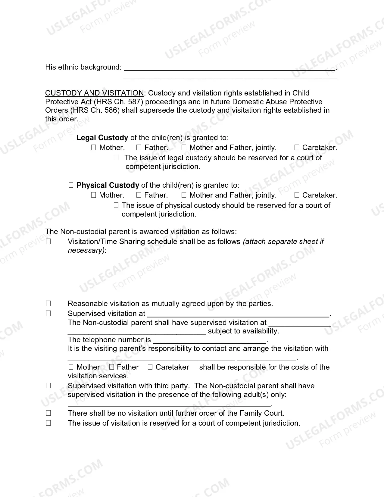 Preview Order for Custody, Visitation, Support after Voluntary Establishment of Paternity - Second Circuit