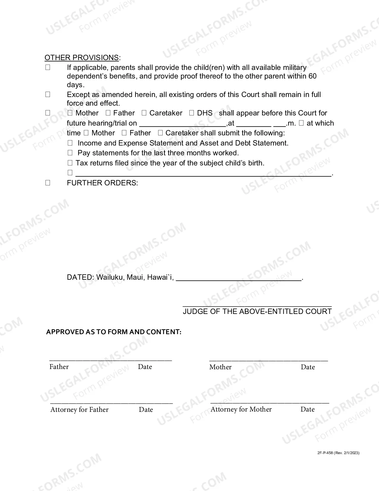 Preview Order for Custody, Visitation, Support after Voluntary Establishment of Paternity - Second Circuit