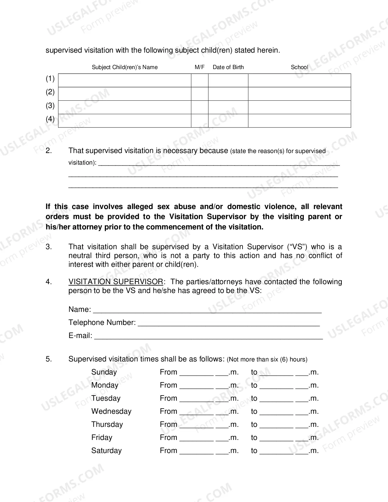 Preview Order Regarding Supervised Visitation - Second Circuit