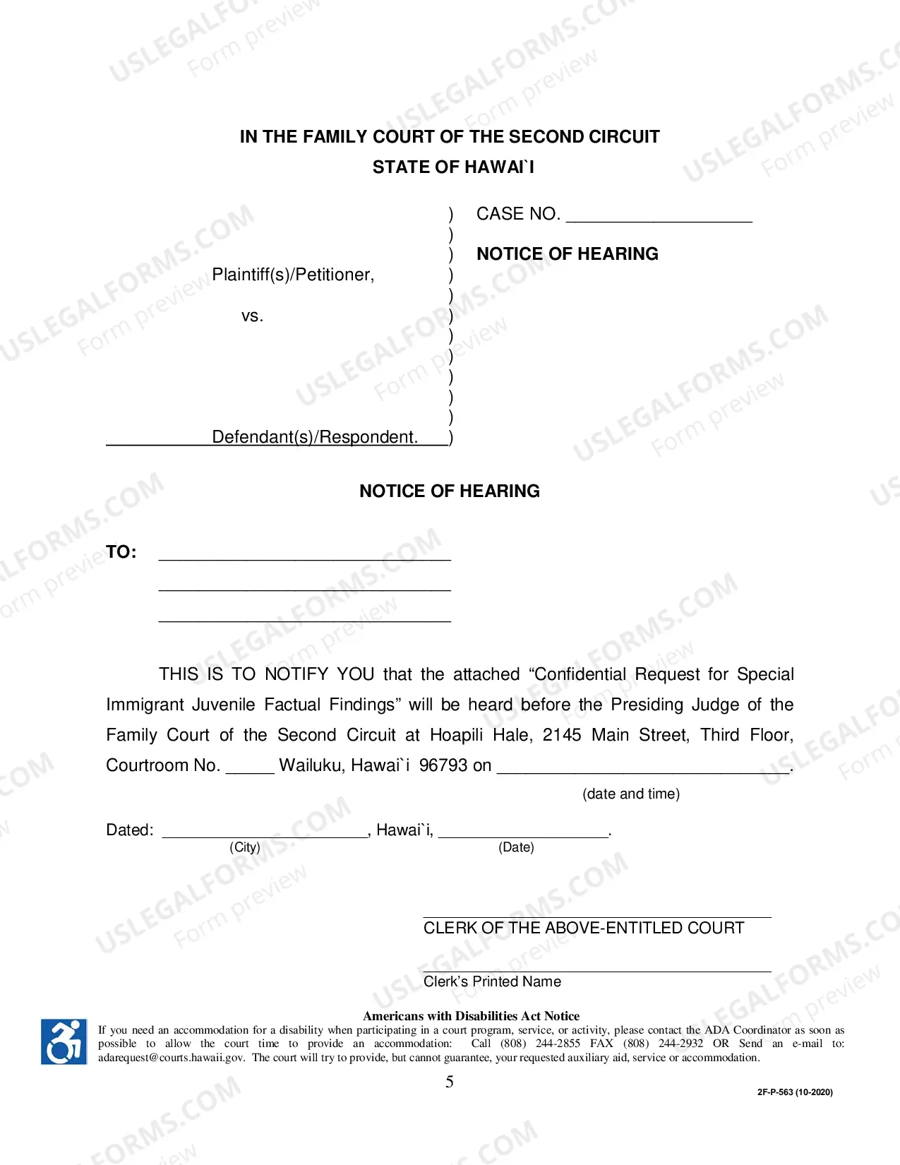 Preview Confidential Request for Special Immigration Juvenile Factual Findings - Second Circuit