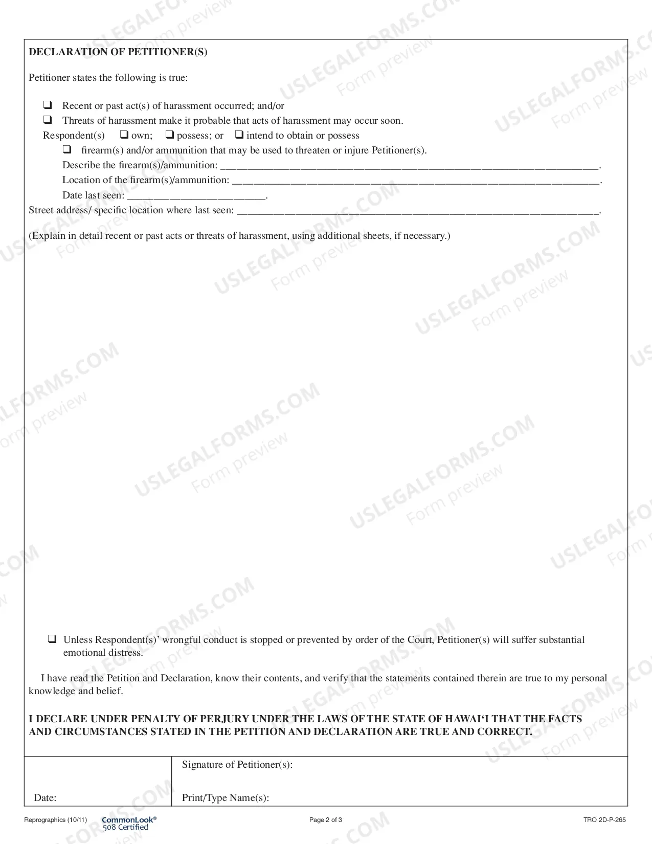 Preview Petition for TRO and for Injunction Against Harassment