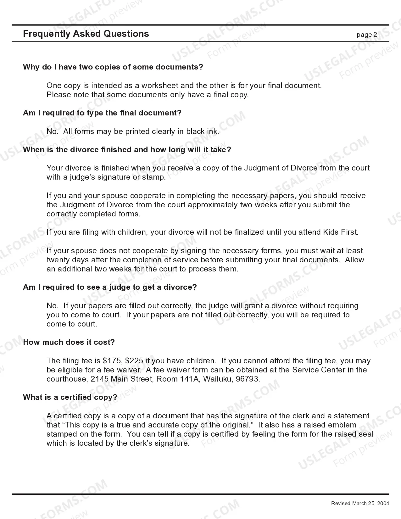 Preview Uncontested Divorce Forms - without children