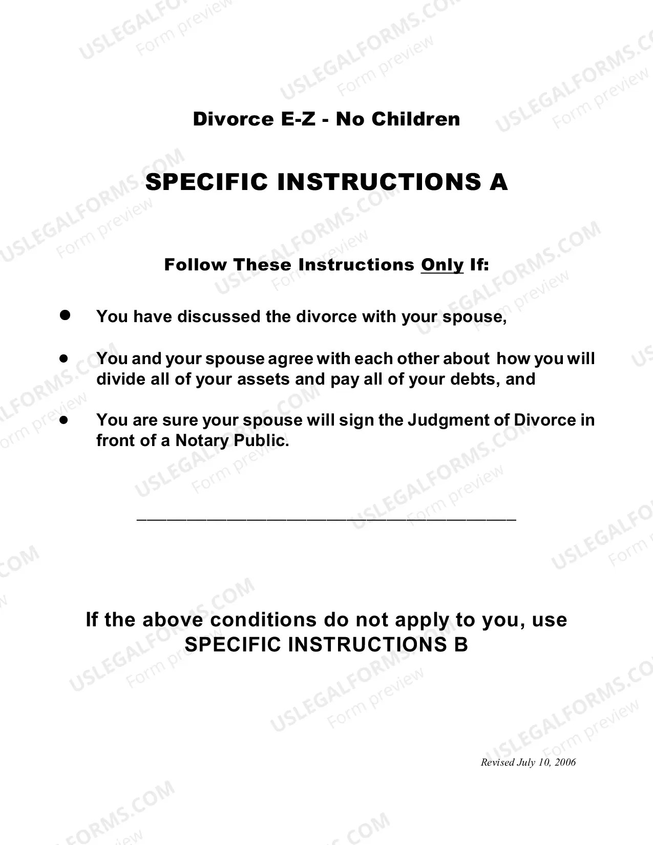 Preview Uncontested Divorce Forms - without children