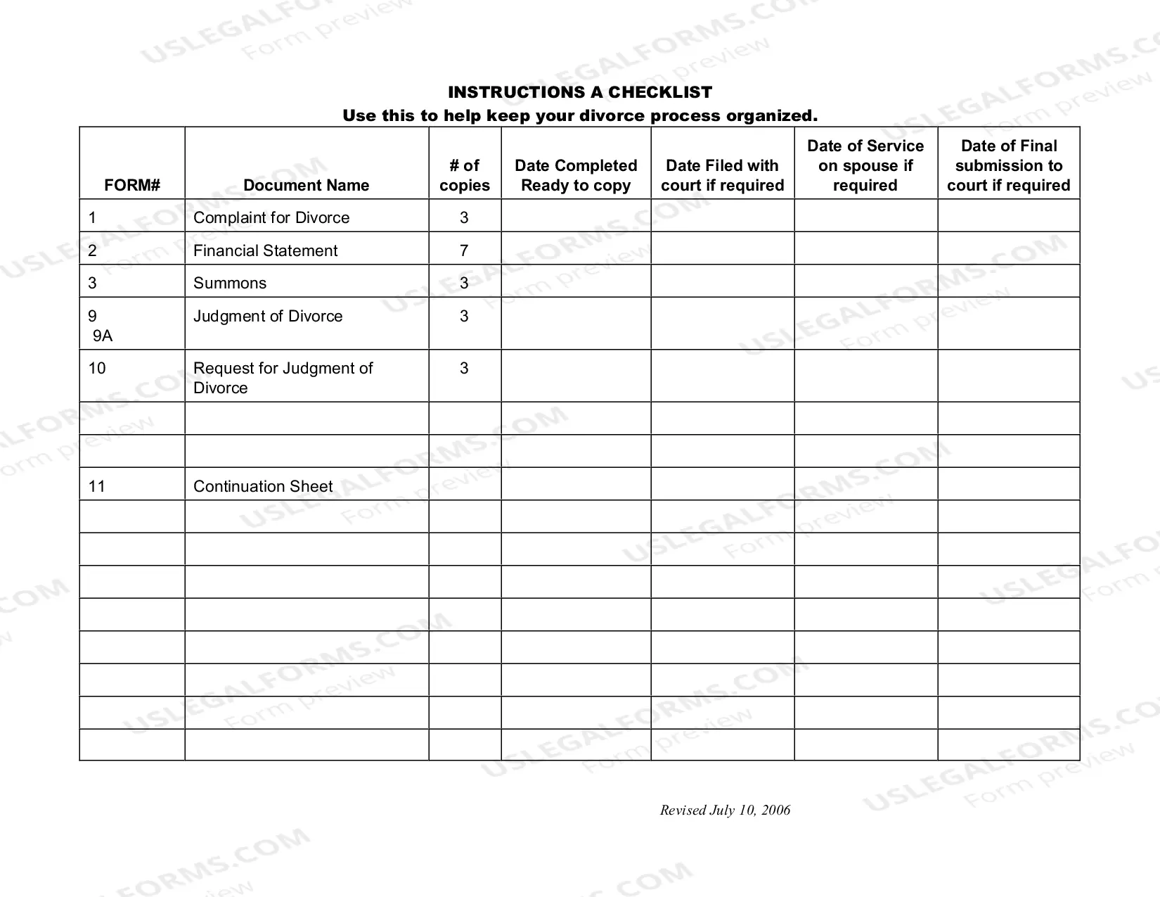Preview Uncontested Divorce Forms - without children