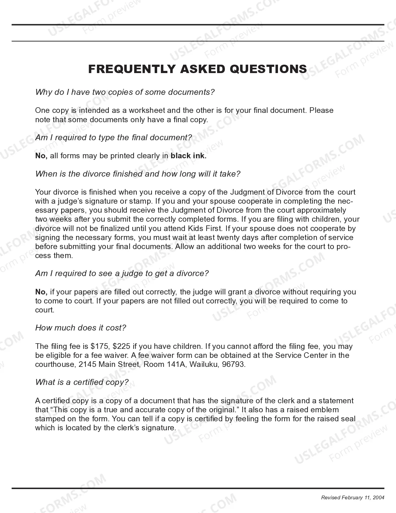 Preview Uncontested Divorce Forms - with children