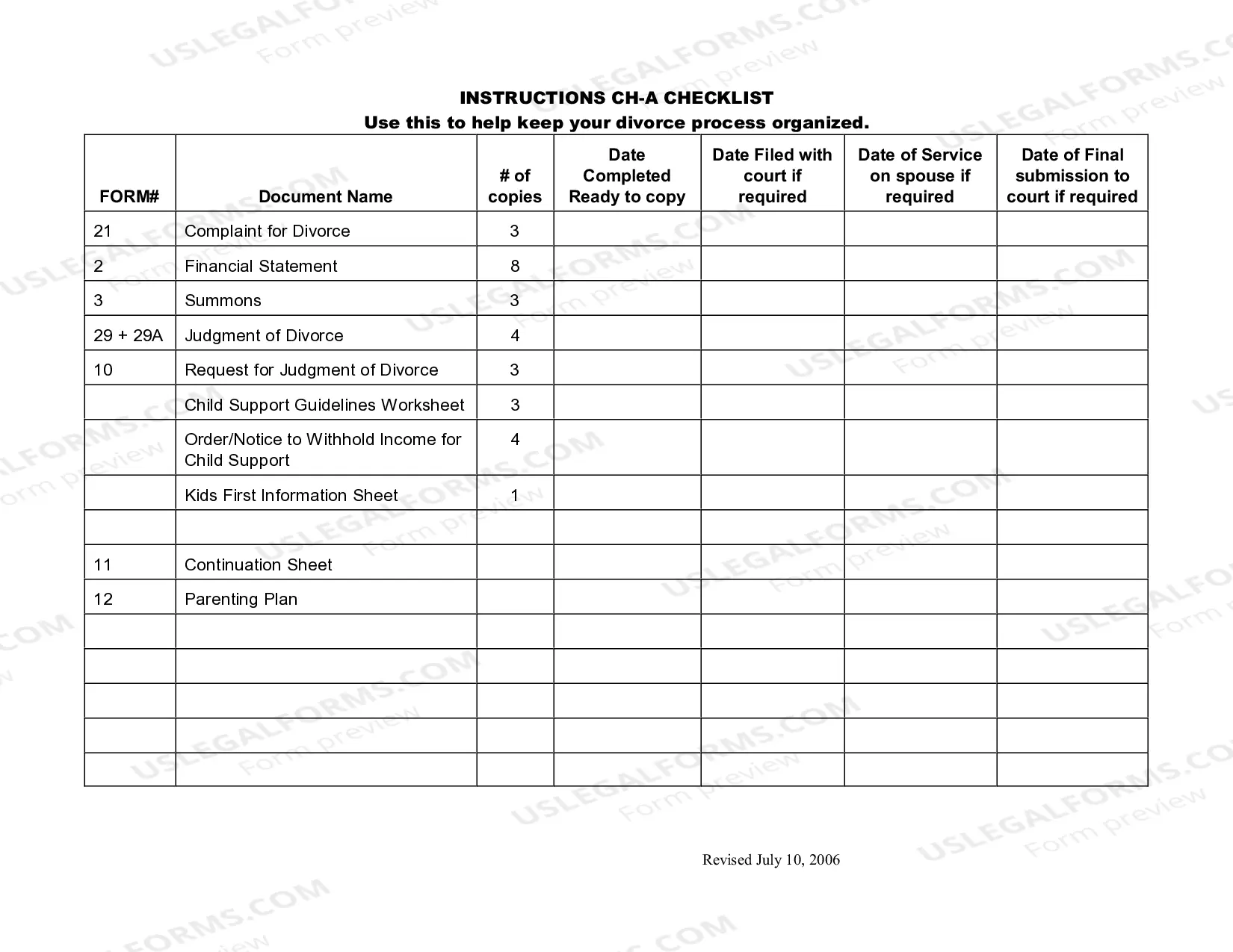 Preview Uncontested Divorce Forms - with children