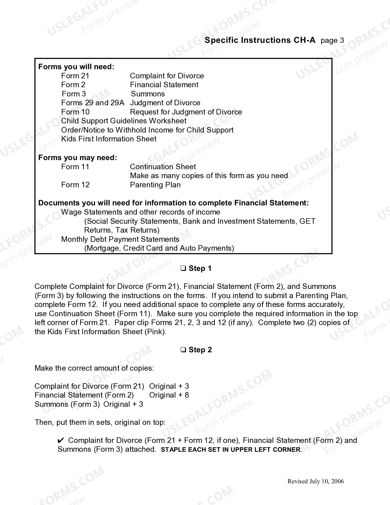 Preview Uncontested Divorce Forms - with children