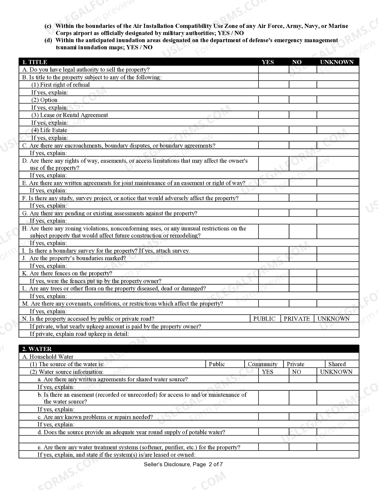 Preview Residential Real Estate Sales Disclosure Statement