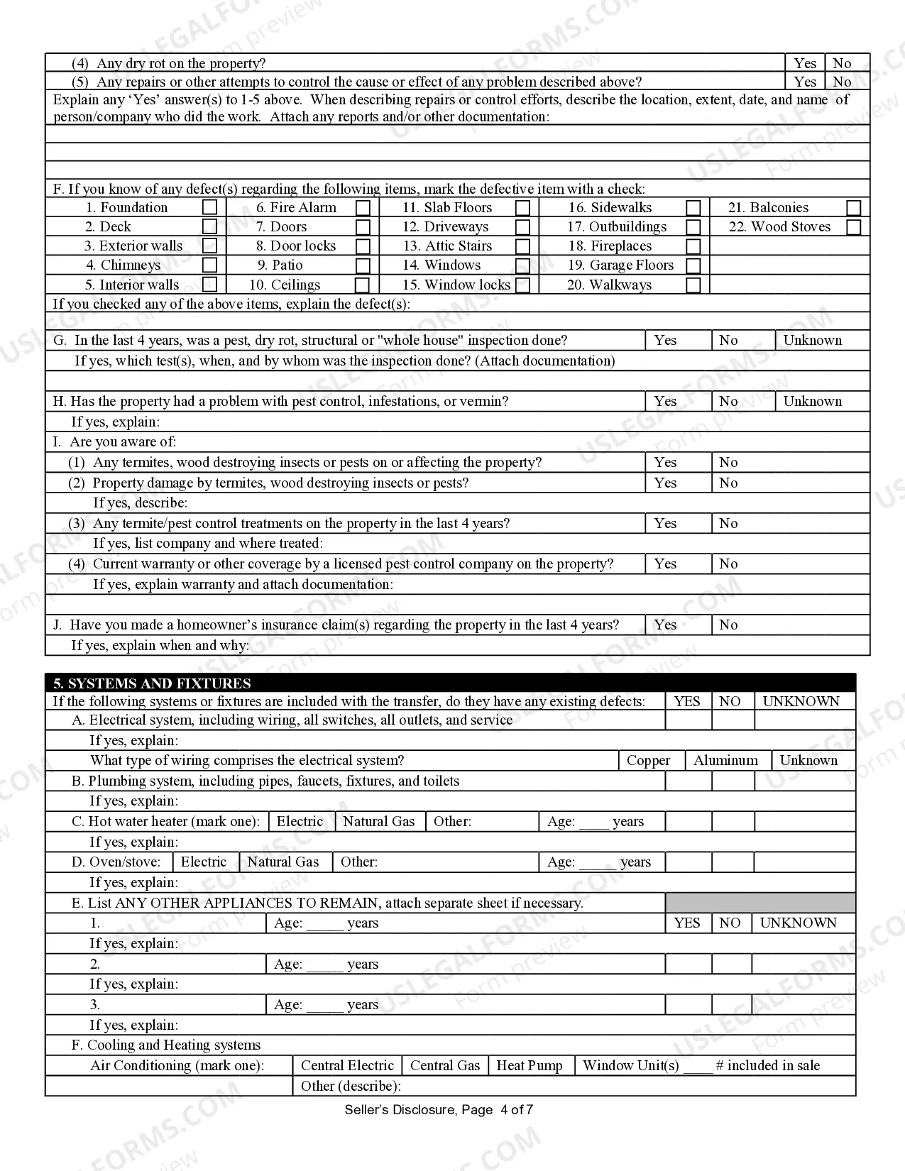 Preview Residential Real Estate Sales Disclosure Statement