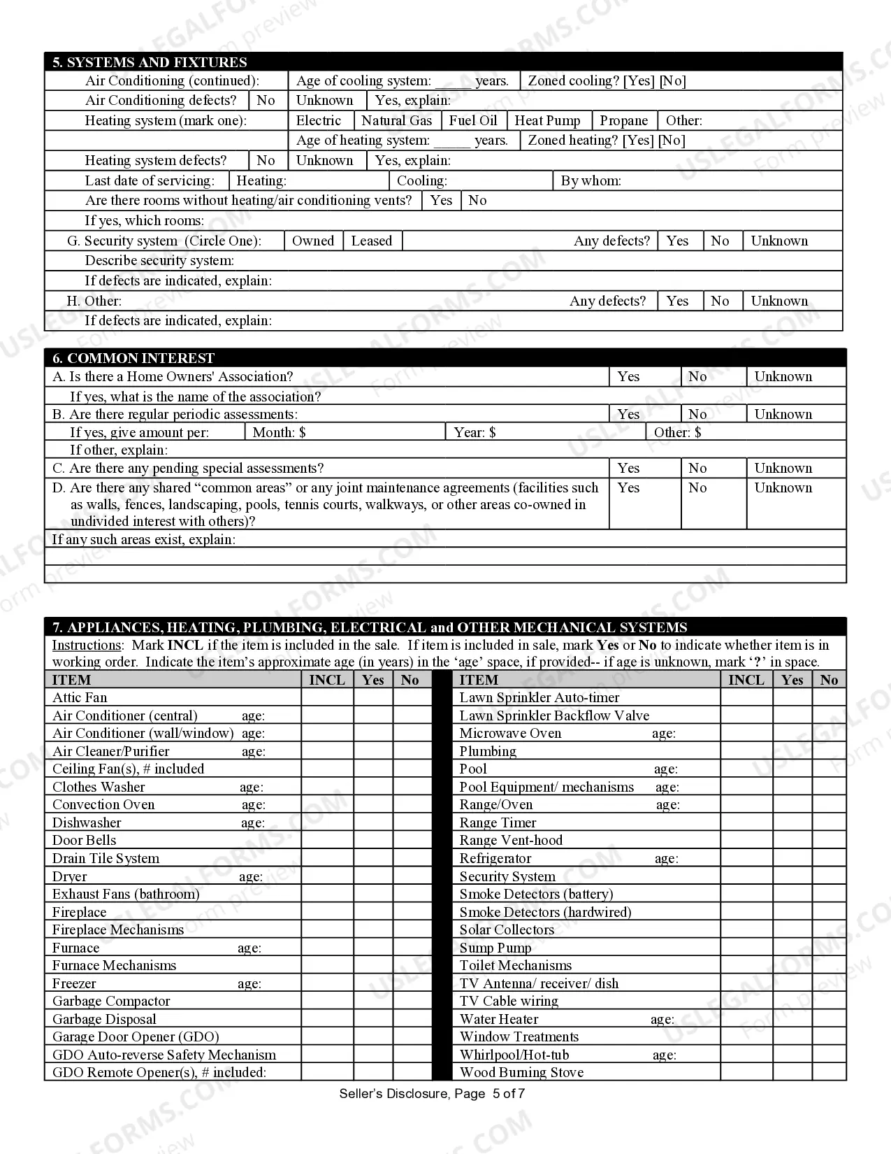 Preview Residential Real Estate Sales Disclosure Statement