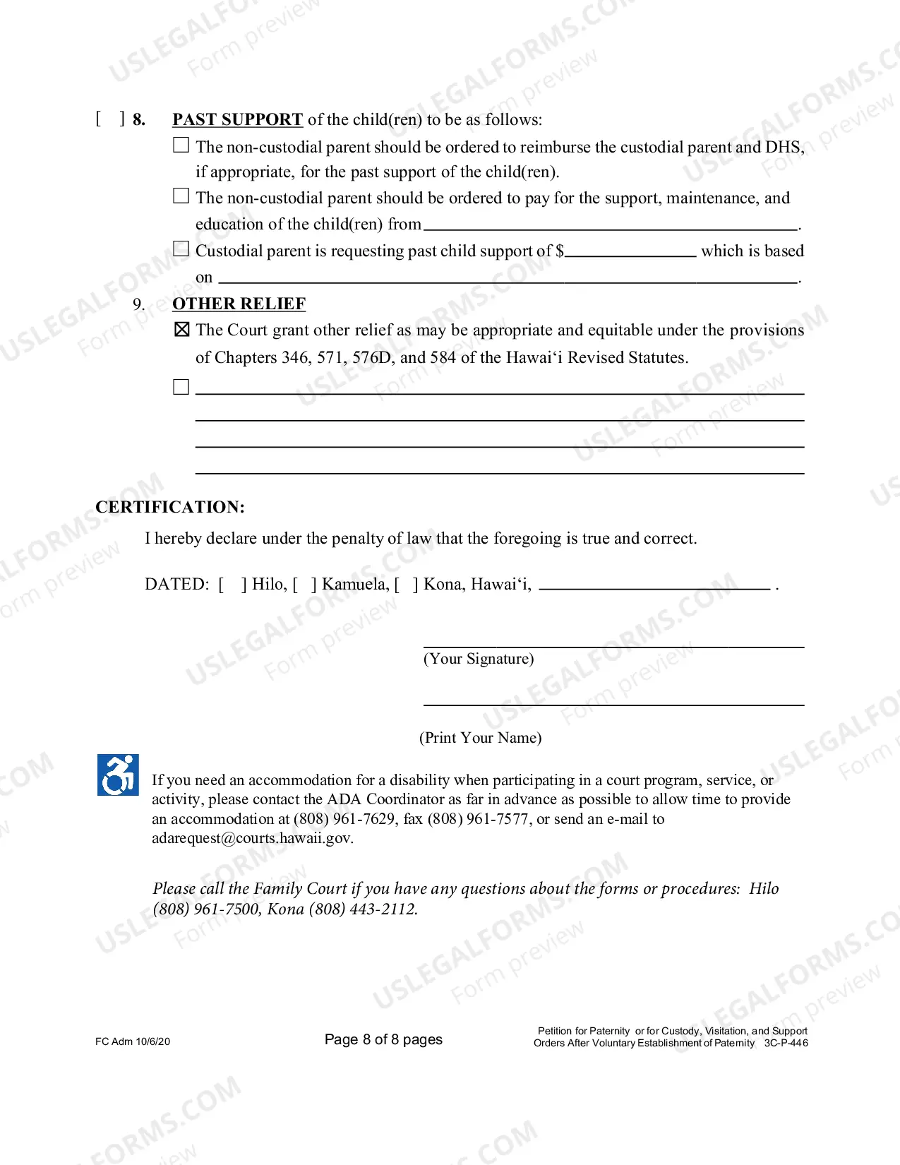 Preview Petition for Paternity, or for Custody, Visitation, and Support Orders after Voluntary Establishment of Paternity - Third Circuit
