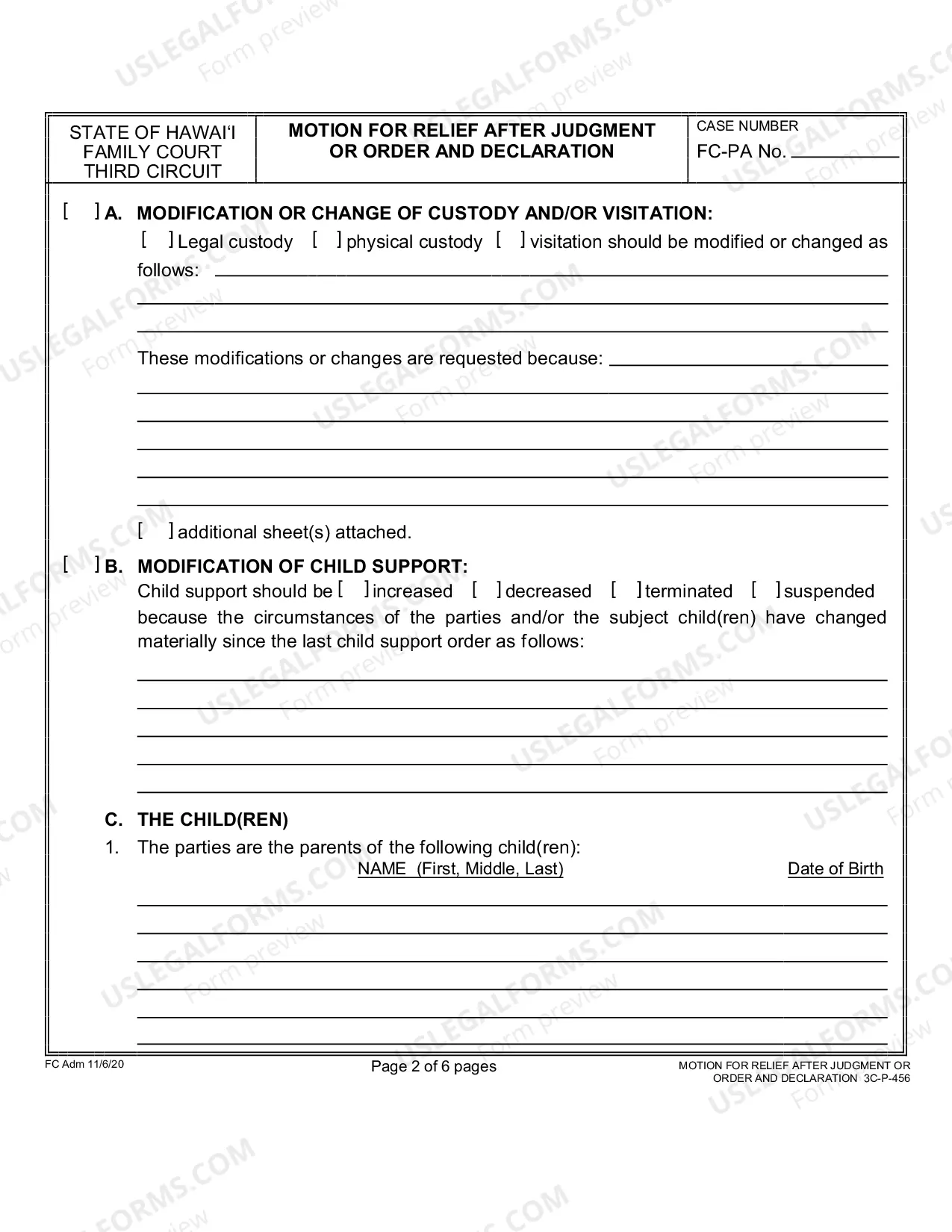 Preview Motion for Relief after Judgment or Order - Family Court - Third Circuit
