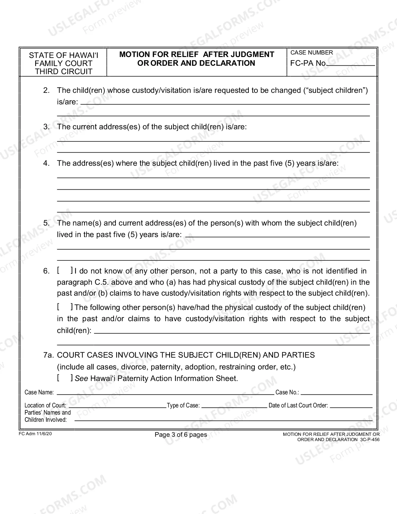 Preview Motion for Relief after Judgment or Order - Family Court - Third Circuit
