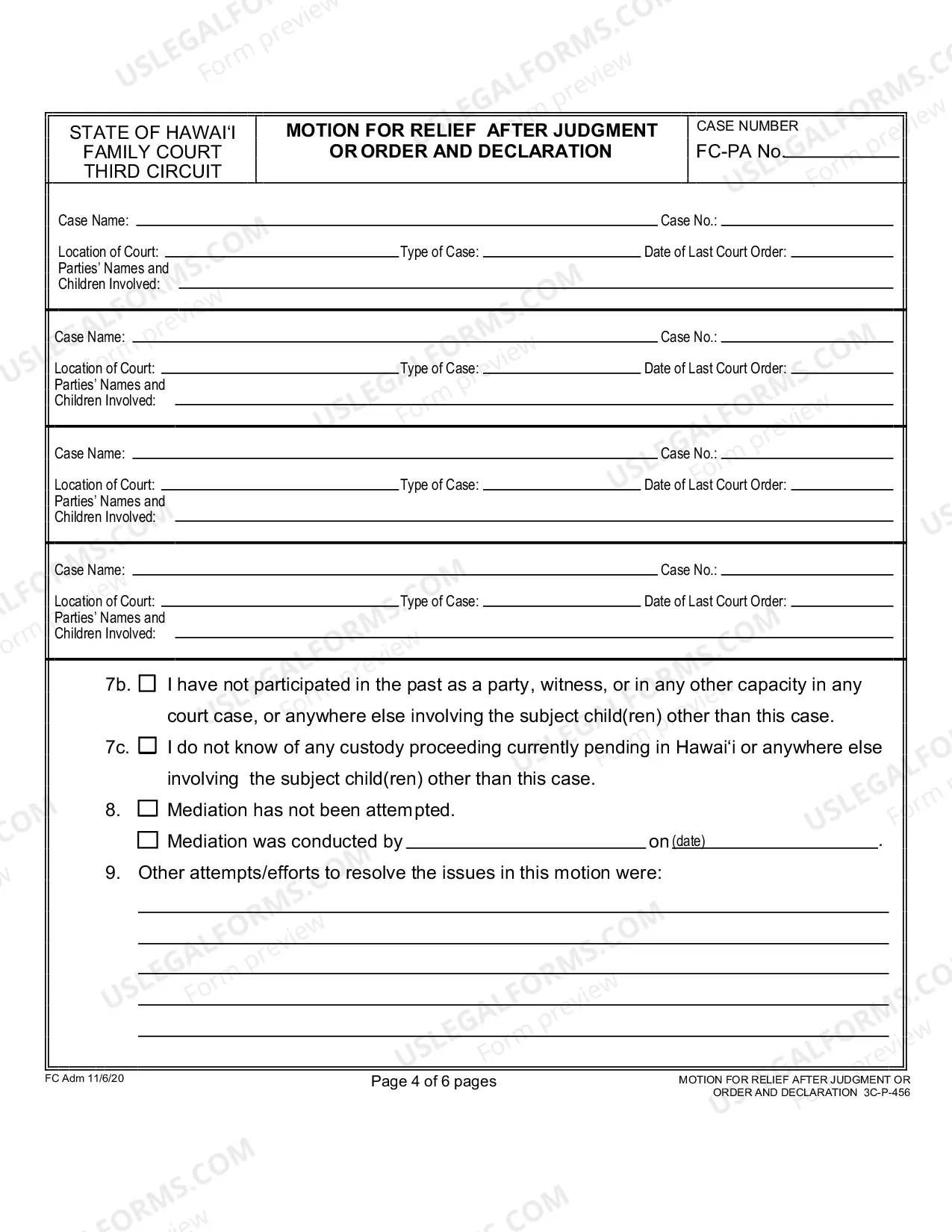Preview Motion for Relief after Judgment or Order - Family Court - Third Circuit