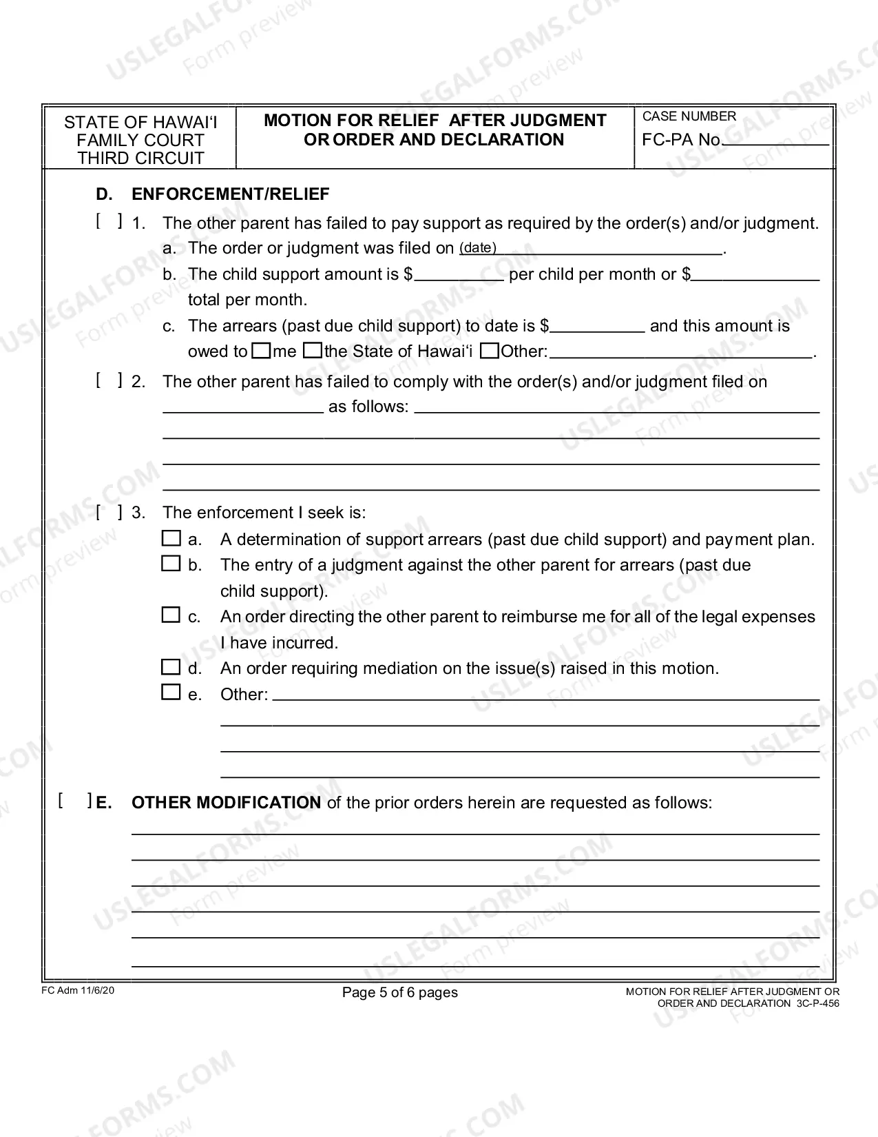 Preview Motion for Relief after Judgment or Order - Family Court - Third Circuit