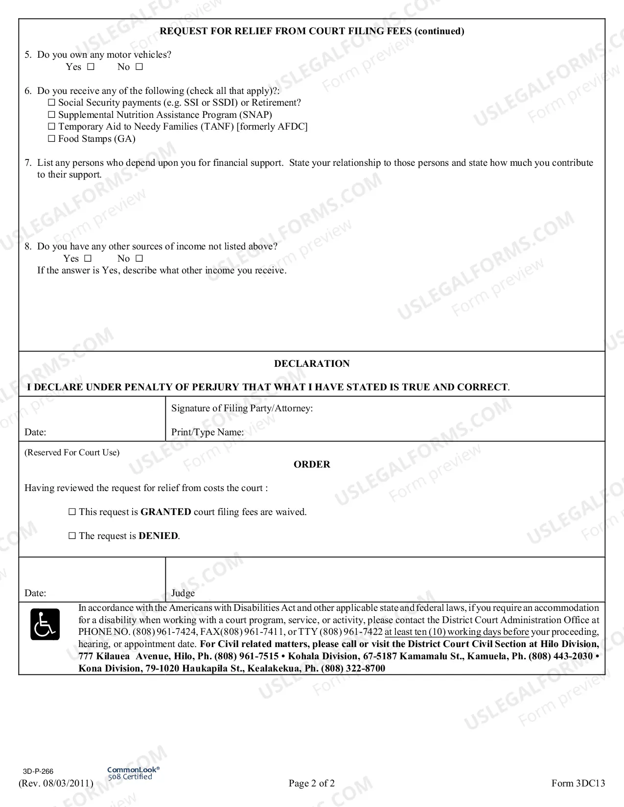 Preview Cost Relief From Filing Fees