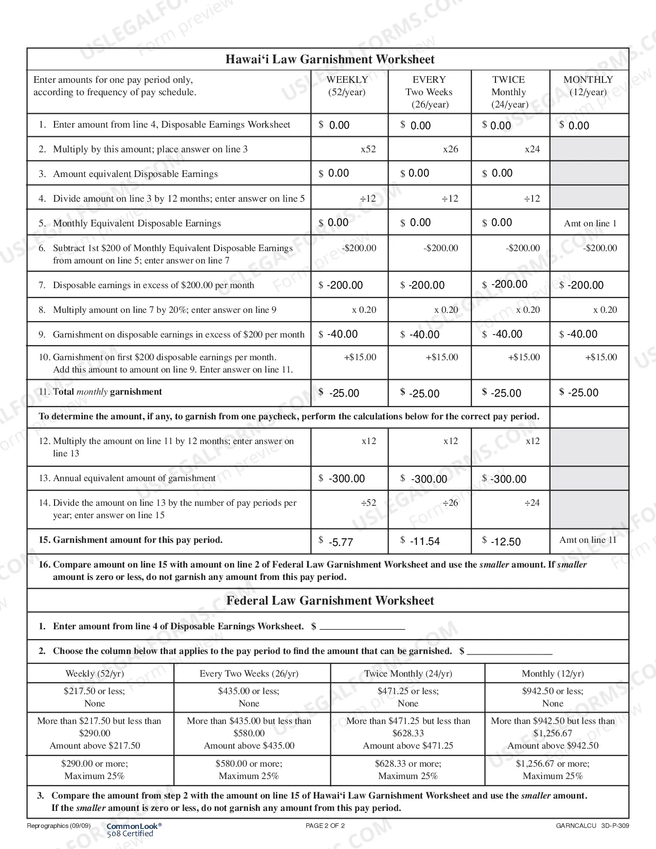 Preview Garnishee Calculation