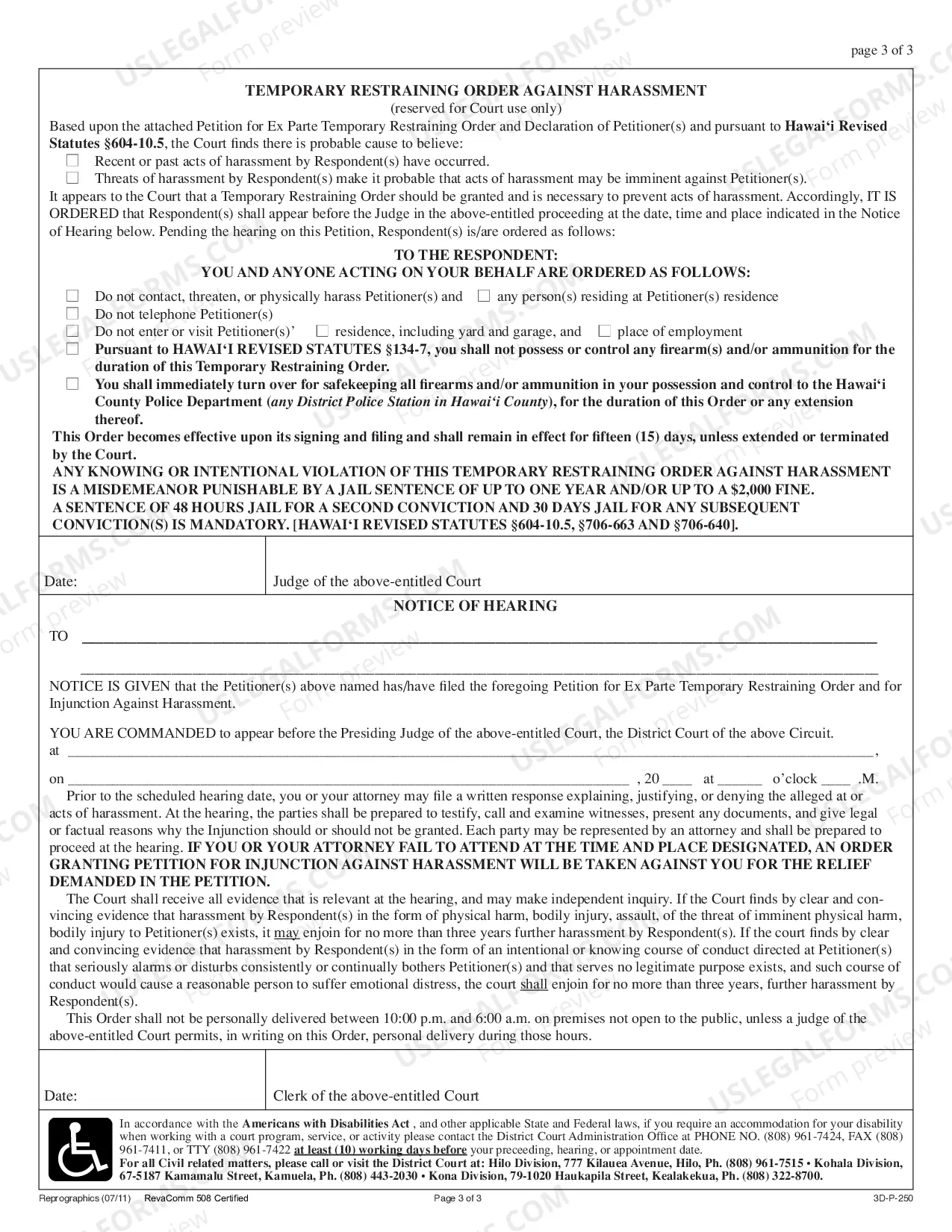 Preview Petition for TRO and for Injunction Against Harassment