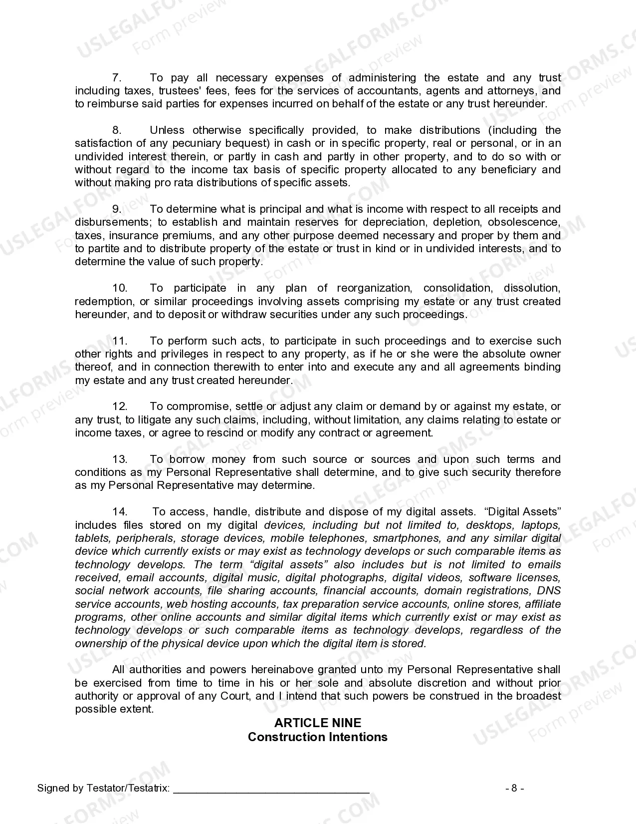 Preview Mutual Wills containing Last Will and Testaments for Man and Woman living together not Married with No Children