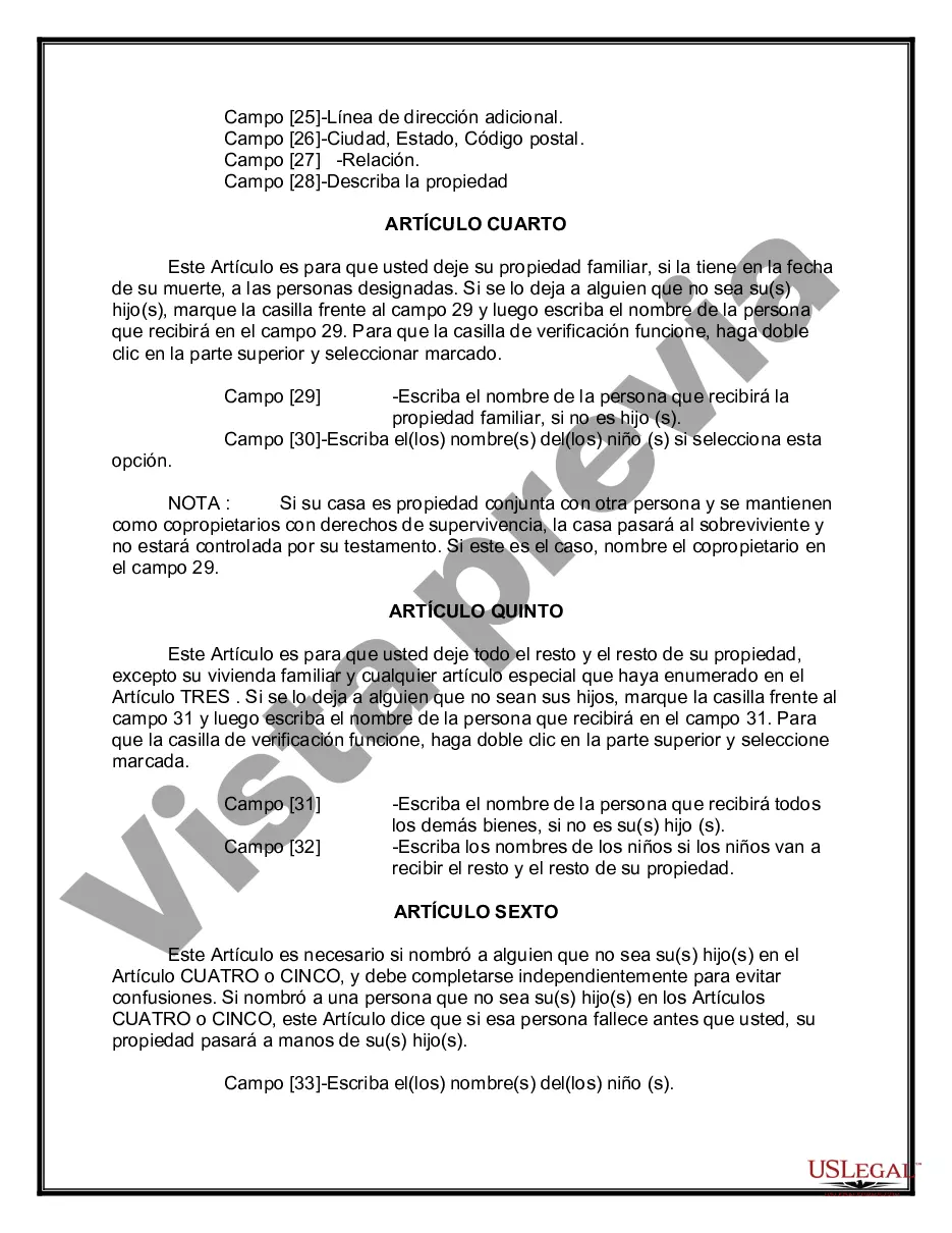 Preview Paquete de Testamentos Mutuos de Últimas Voluntades y Testamentos para Personas Solteras que conviven con Hijos Mayores de Edad