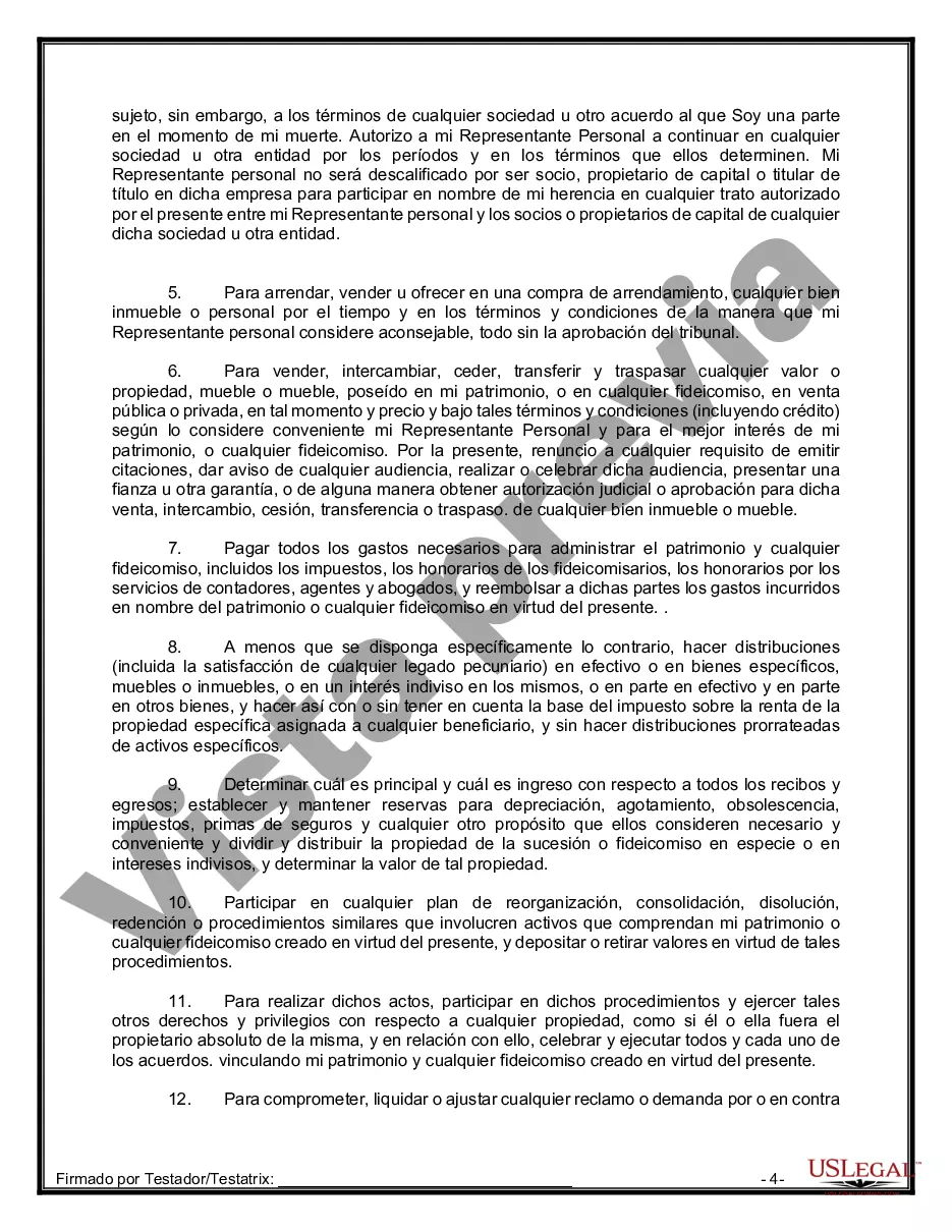 Preview Paquete de Testamentos Mutuos de Últimas Voluntades y Testamentos para Personas Solteras que conviven con Hijos Mayores de Edad