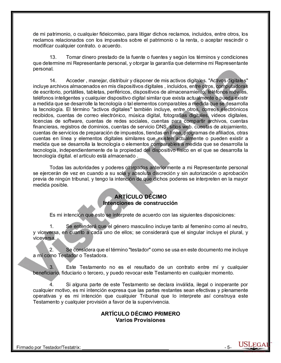 Preview Paquete de Testamentos Mutuos de Últimas Voluntades y Testamentos para Personas Solteras que conviven con Hijos Mayores de Edad