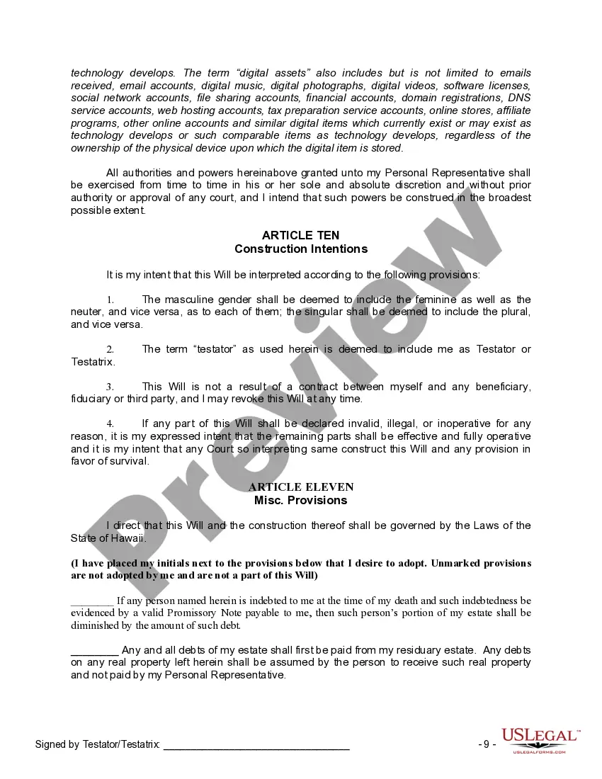 Preview Mutual Wills Package of Last Wills and Testaments for Man and Woman living together not Married with Adult Children