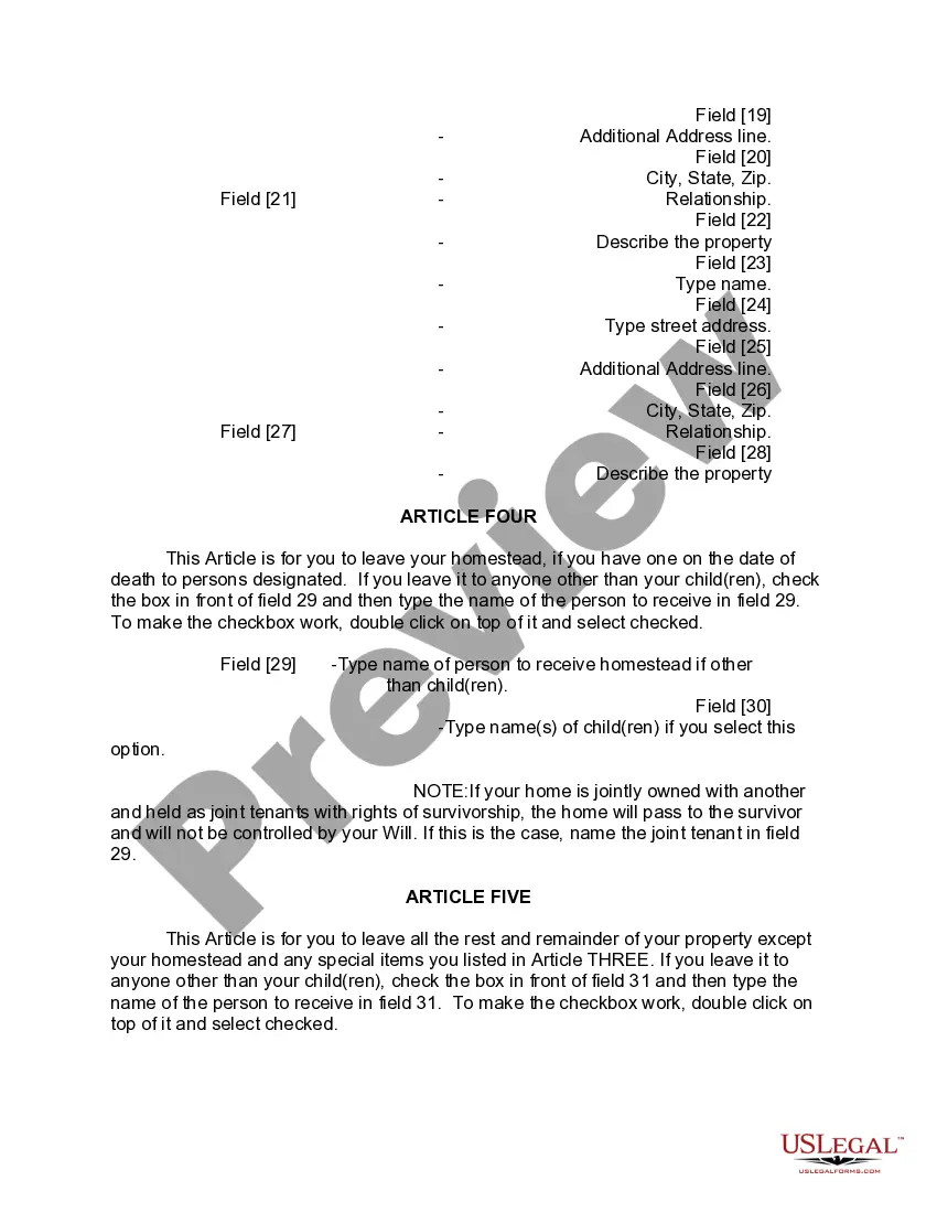 Preview Mutual Wills or Last Will and Testaments for Man and Woman living together, not Married with Minor Children
