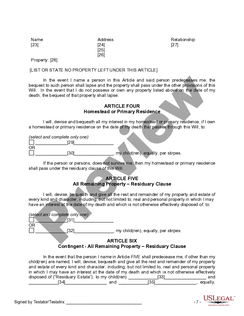 Preview Mutual Wills or Last Will and Testaments for Man and Woman living together, not Married with Minor Children