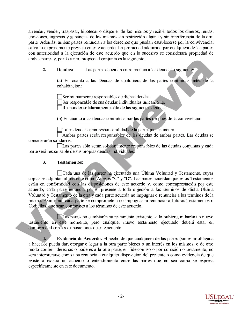 Preview Acuerdo de convivencia no marital de convivencia