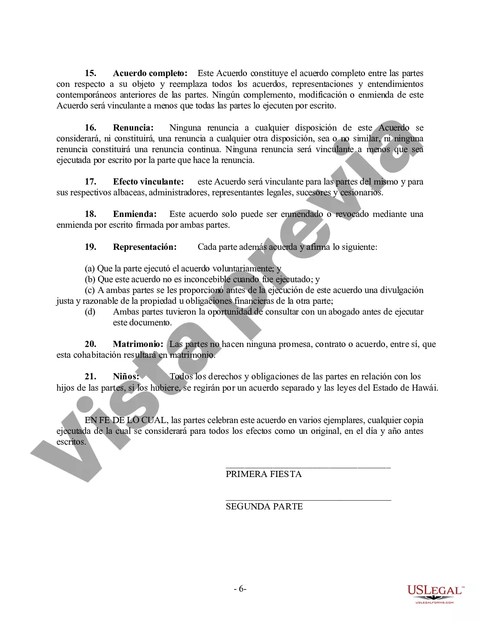 Preview Acuerdo de convivencia no marital de convivencia