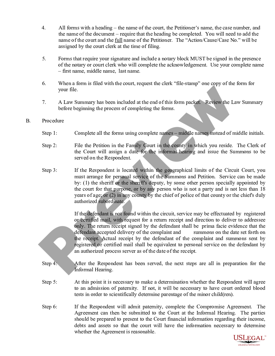 page 3 Paternity Case Package - Establishment of Paternity preview