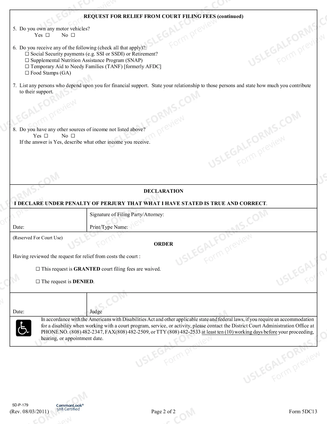 Preview Cost Relief From Filing Fees