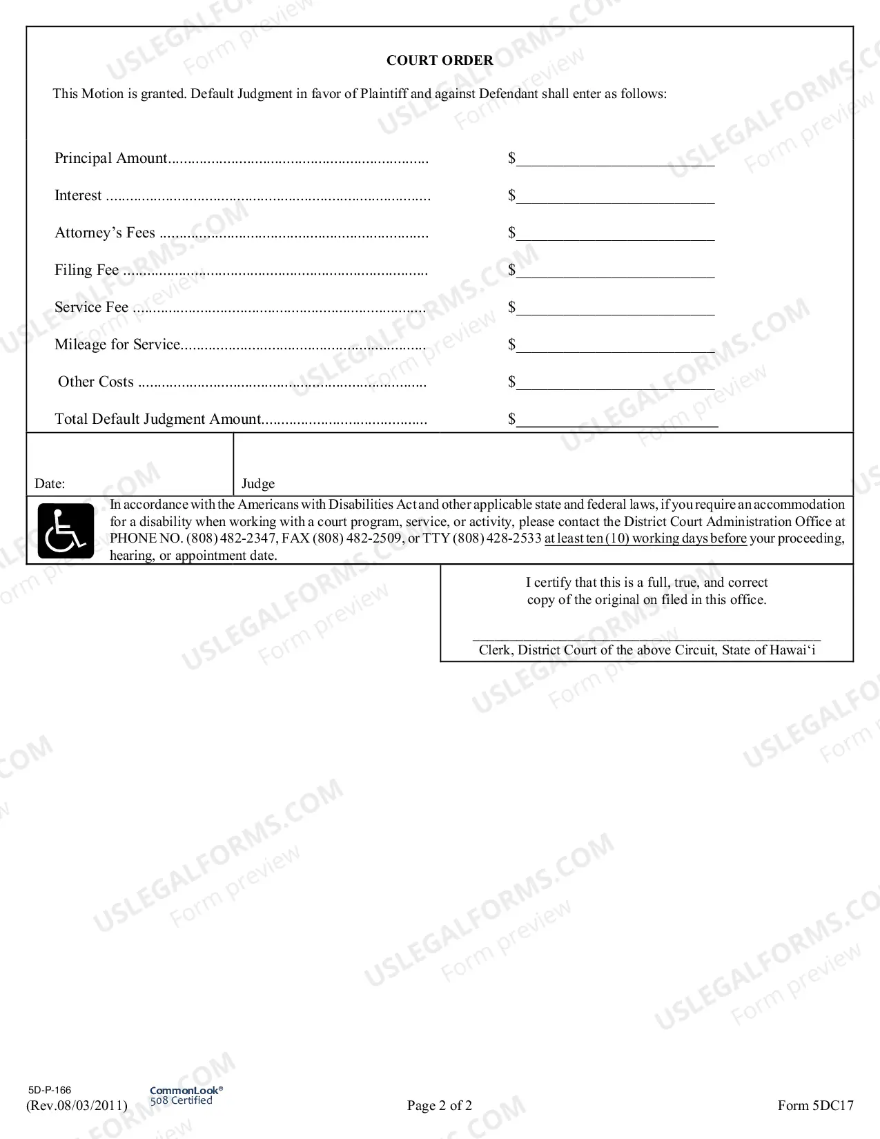 Preview Motion for Default Judgment - Declaration - Order Granting Motion