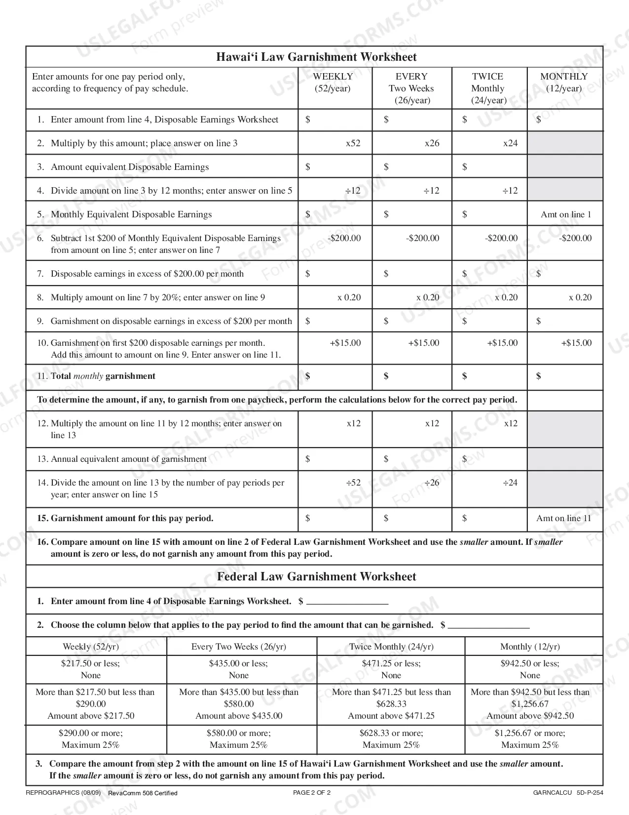 Preview Garnishee Calculation