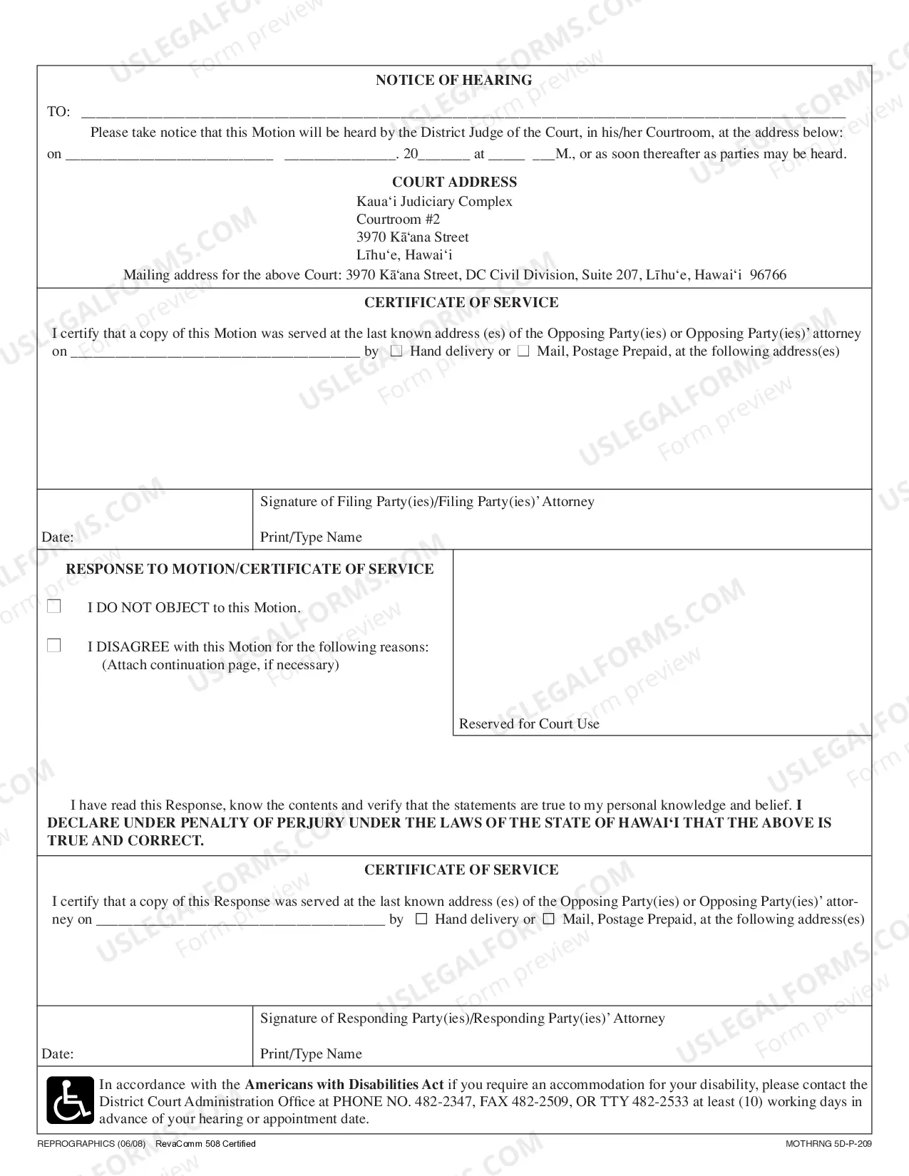 Preview Motion for Non-Hearing