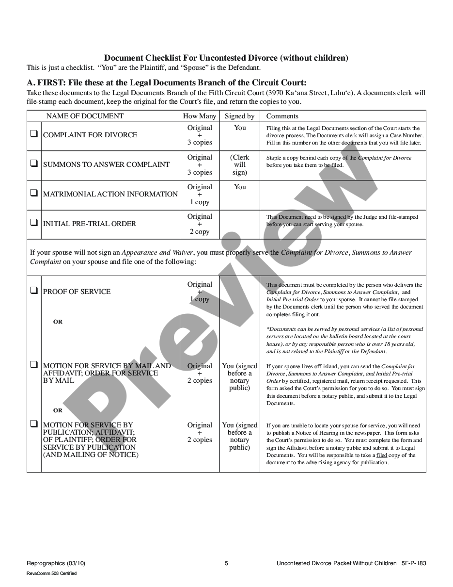 page 4 Uncontested Divorce Forms - without children preview