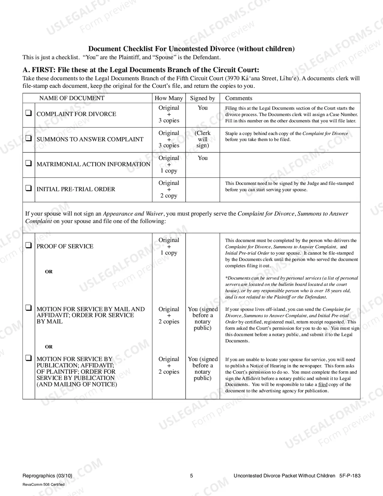 Preview Uncontested Divorce Forms - Without Children