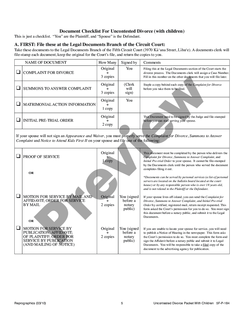 page 4 Uncontested Divorce Forms - with children preview