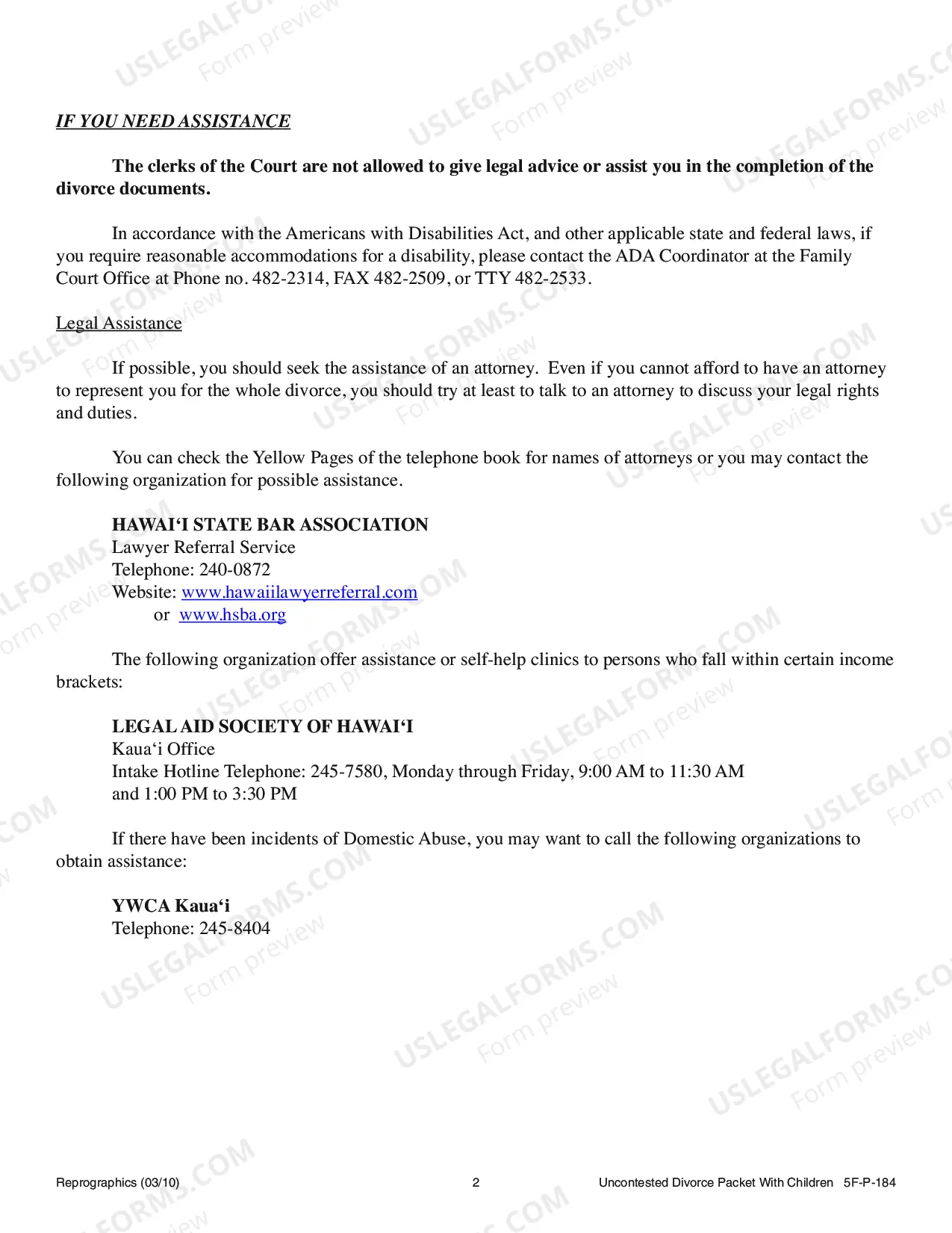 Preview Uncontested Divorce Forms - With Children