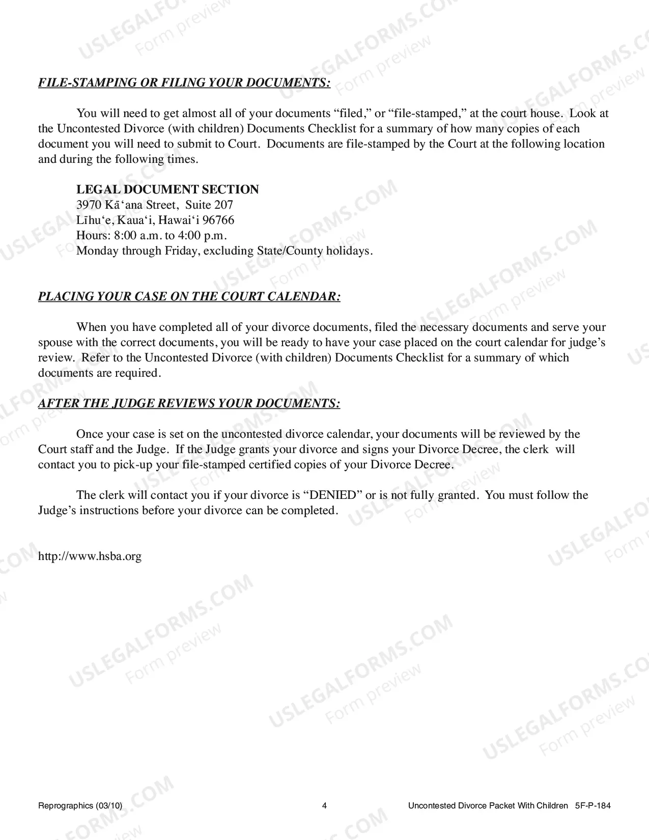 Preview Uncontested Divorce Forms - With Children